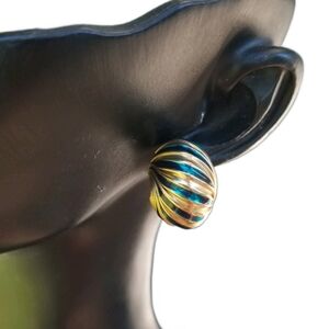 SARAH COVENTRY 1981 MONTEGO COLLECTION GOLD & BLUE SHRIMP EARRINGS
